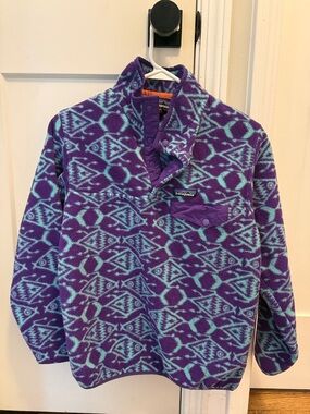 Patagonia Synchilla Purple & Teal Rare Patterned Fleece Pullover